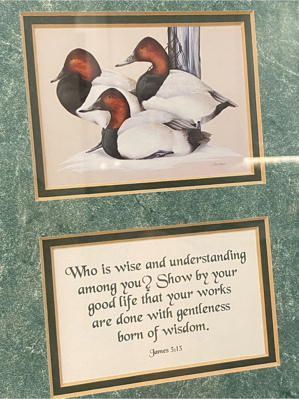 VTG Dicksons Art LaMay Duck Print Frame James 3:13